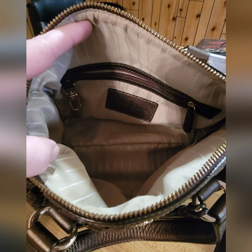 Cole Haan Chocolate Woven Leather Satchel - Picture 5 of 10